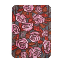 Blommigt Ro Art Rustic Flowers Rosa Orange Magnet