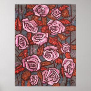 Blommigt Ro Art Rustic Flowers Rosa Orange Poster
