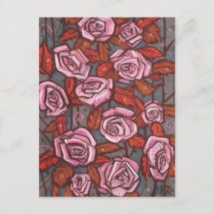 Blommigt Ro Art Rustic Flowers Rosa Orange Vykort