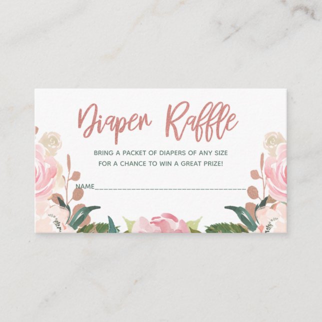 Blommigt Ro babykläder Guld, bläddringsblad Raffle Tilläggskort (Framsida)