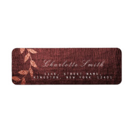 Blommigt Ro Burgundy-Returetiketterna Guld Returadress Etikett