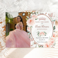  Blommigt Ro Butterflies Quinceañera