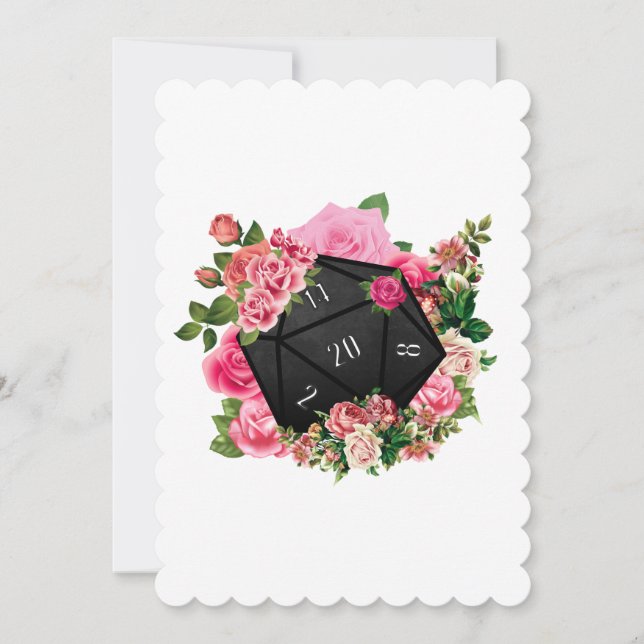 Blommigt Ro D20 Tabletop RPG speldiskett Inbjudningar (Framsida)