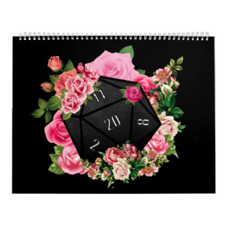 Blommigt Ro D20 Tabletop RPG speldiskett Kalender