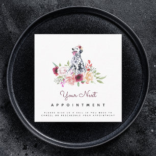 Blommigt Ro Dalmatian Hund Illustration Möte Fyrkantigt Visitkort