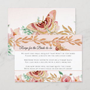 Blommigt Ro Elegant Watercolor Möhippa Guld Inbjudningar