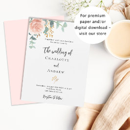 Blommigt ro eucalyptus budgetbröllopsinbjudan