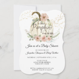  Blommigt Ro Fall White Pumpkin Baby Shower Inbjudningar