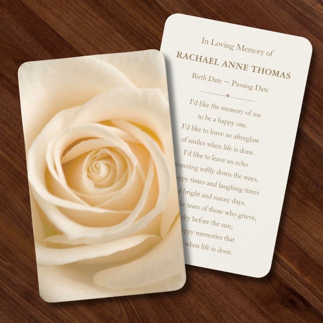 Blommigt Ro-funktionellt minneskort Visitkort (Floral Rose Memorial Card)