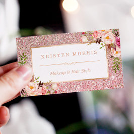 Blommigt Ro Glitter Makeup Artist Hair Salon Visitkort