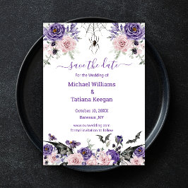 blommigt ro gotisk romantisk halloween bröllop spara datumet