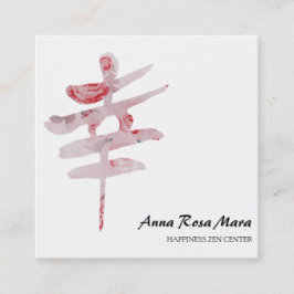 *~* Blommigt Ro HAPPINESS Kanji Japan QR Fyrkantigt Visitkort