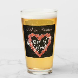 Blommigt Ro Heart monogram Bröllopsfest Keepsak Glaskopp