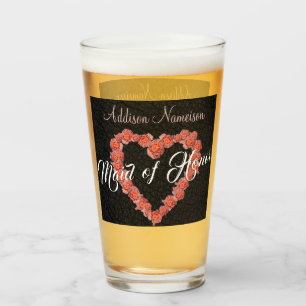 Blommigt Ro Heart monogram Bröllopsfest Keepsak Glaskopp