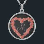 Blommigt Ro Heart monogram Bröllopsfest Keepsak Sterling Silver Halsband<br><div class="desc">Anpassa den här designen idag! Den här presenten är en perfekt för specialtillfället. Kom kollar upp vår butik för all coola.</div>