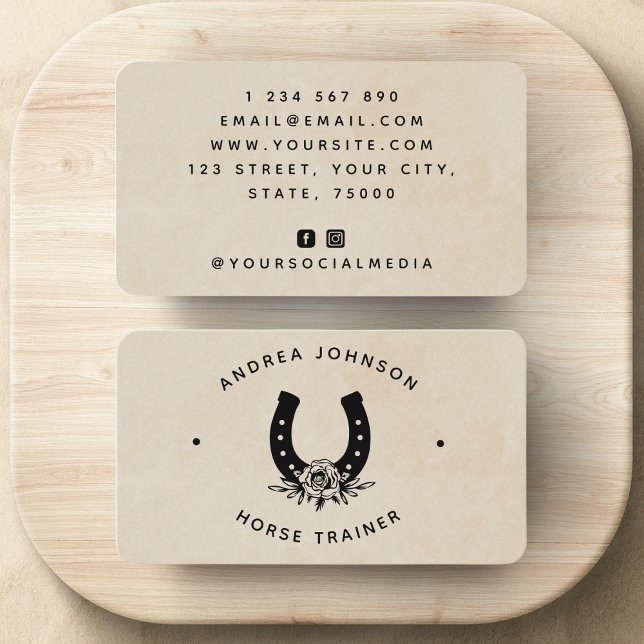 Blommigt Ro Horseshoe Farm Ranch Riding Instructor Visitkort (Skapare uppladdad)