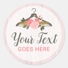 Blommigt Ro Kläder Hanger Closet Mode Boutique Runt Klistermärke