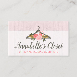 Blommigt Ro Kläder Hanger Closet Mode Boutique Visitkort