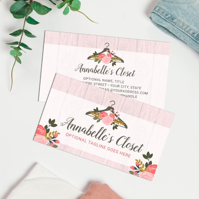 Blommigt Ro Kläder Hanger Closet Mode Boutique Visitkort (Skapare uppladdad)
