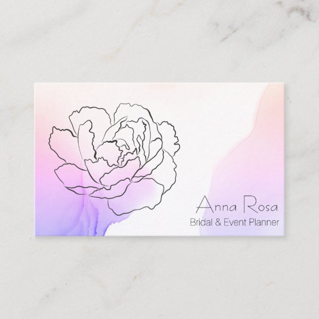 *~* Blommigt Ro Lavender & Rosa Pastel Watercolor Visitkort (Framsida)