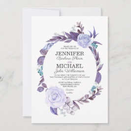 Blommigt Ro Lila Löv Utandning Bröllop Inbjudningar