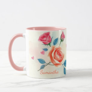Blommigt Ro och hjärtglädje Mugg