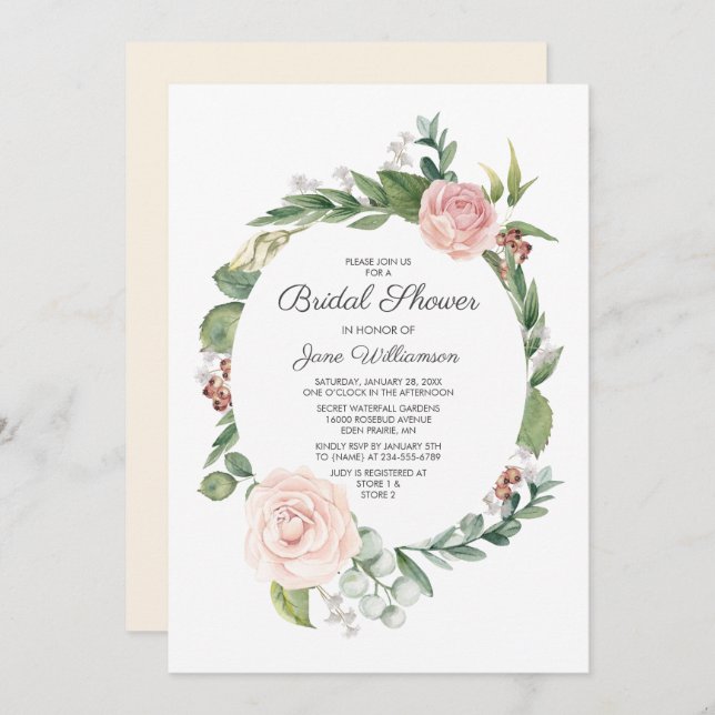 Blommigt Ro och Möhippa av utandningsluft Inbjudningar (Fram/baksida)