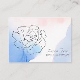 *~* Blommigt Ro Pastel Blue & Rosa Watercolor Visitkort