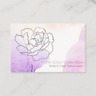 *~* Blommigt Ro Pastel Rosa Lavender Watercolor Visitkort