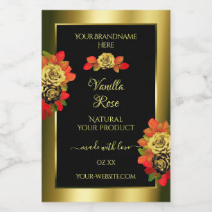 Blommigt Ro Product Labels Black Shimmery Golden Mat Etikett