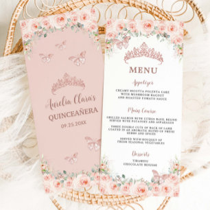 Blommigt Ro Quinceanera Birthday Menu Program