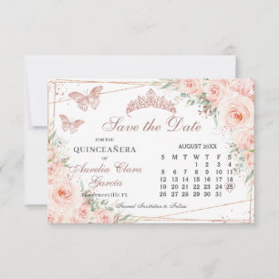 Blommigt Ro Quinceanera Sweet 16 Kalender Spara Datumet