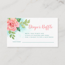 Blommigt Ro Rosa Baby Shower Diaper Raffle Tilläggskort