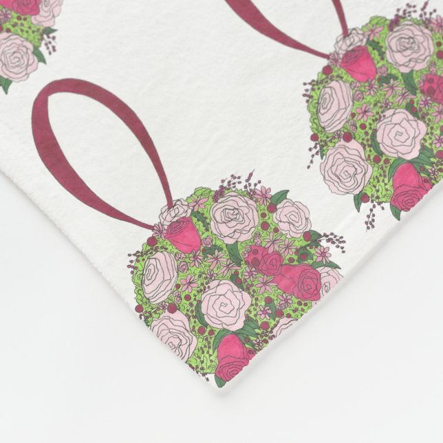 Blommigt Ro Rosa Flower Bouquet Bröllop Bridesmaid Fleecefilt (Hörn)