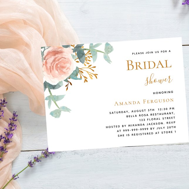 Blommigt ro rosa Möhippa för grön energi Inbjudningar (Skapare uppladdad)