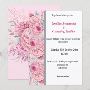 BLOMMIGT RO ROSA SILVER TRIM WHITE BRÖLLOP INBJUDNINGAR