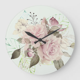 Blommigt Ro Rosa Stor Klocka