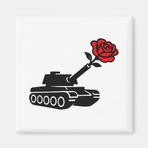 Blommigt Ro Tank mot Krig-pacifism Magnet