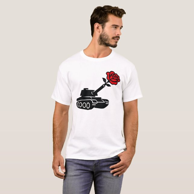 Blommigt Ro Tank mot Krig-pacifism T Shirt (Hel framsida)