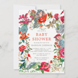 blommigt ro trädgårdsdjur, babydusch inbjudningar