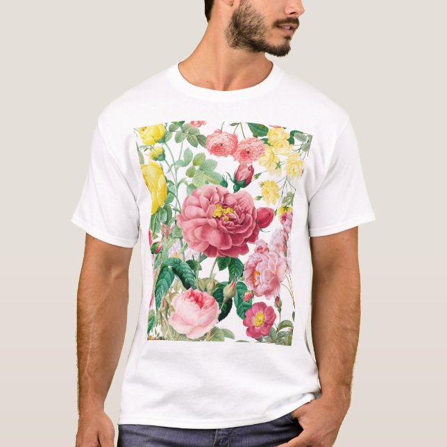 Blommigt Ro Vintage Vår Garden T Shirt (Framsida)