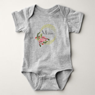 Blommigt Ro Wandedräkt Personlig Namn Baby Bodykos T Shirt