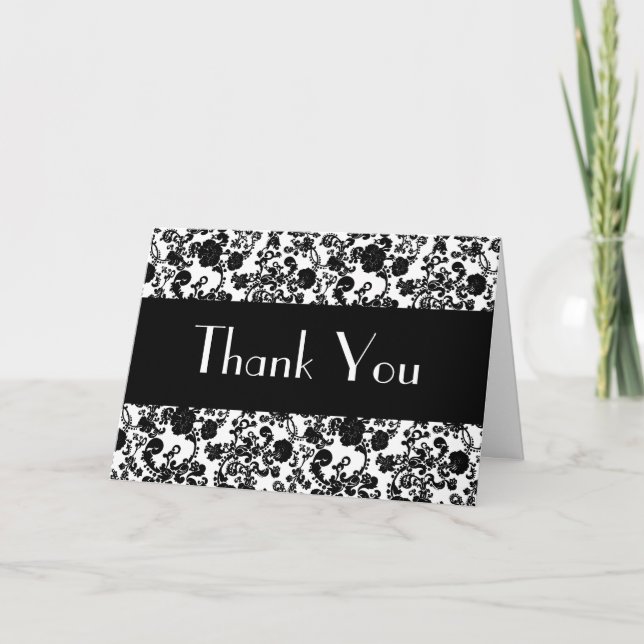 Blommigt Rococo Bröllop, tack kort (Framsida)