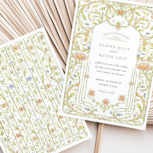 Blommigt Rococo Garden Wedding Inbjudningar