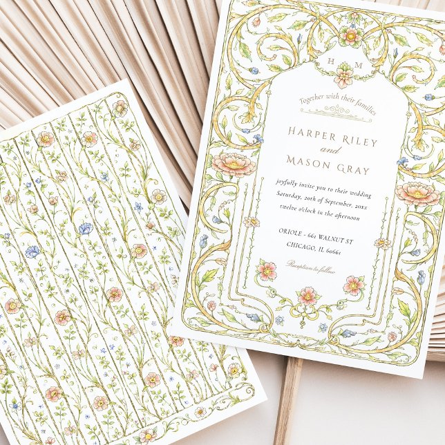 Blommigt Rococo Garden Wedding Inbjudningar (Skapare uppladdad)