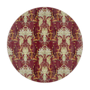 Blommigt röd-guld, lyxig vintage mönster.