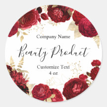 Blommigt Röd ros Beauty Cosmetic Product Label
