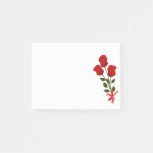 Blommigt Röd ros Blommor - Kärlek Blommor botani Post-it Block