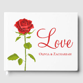 Blommigt Röd ros Flower Bröllop Möhippa Gästböcker