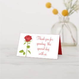 Blommigt Röd ros Flower Bröllop Tack Botaniska Placeringskort
